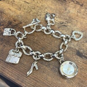 Silver Charm Bracelet with Watch